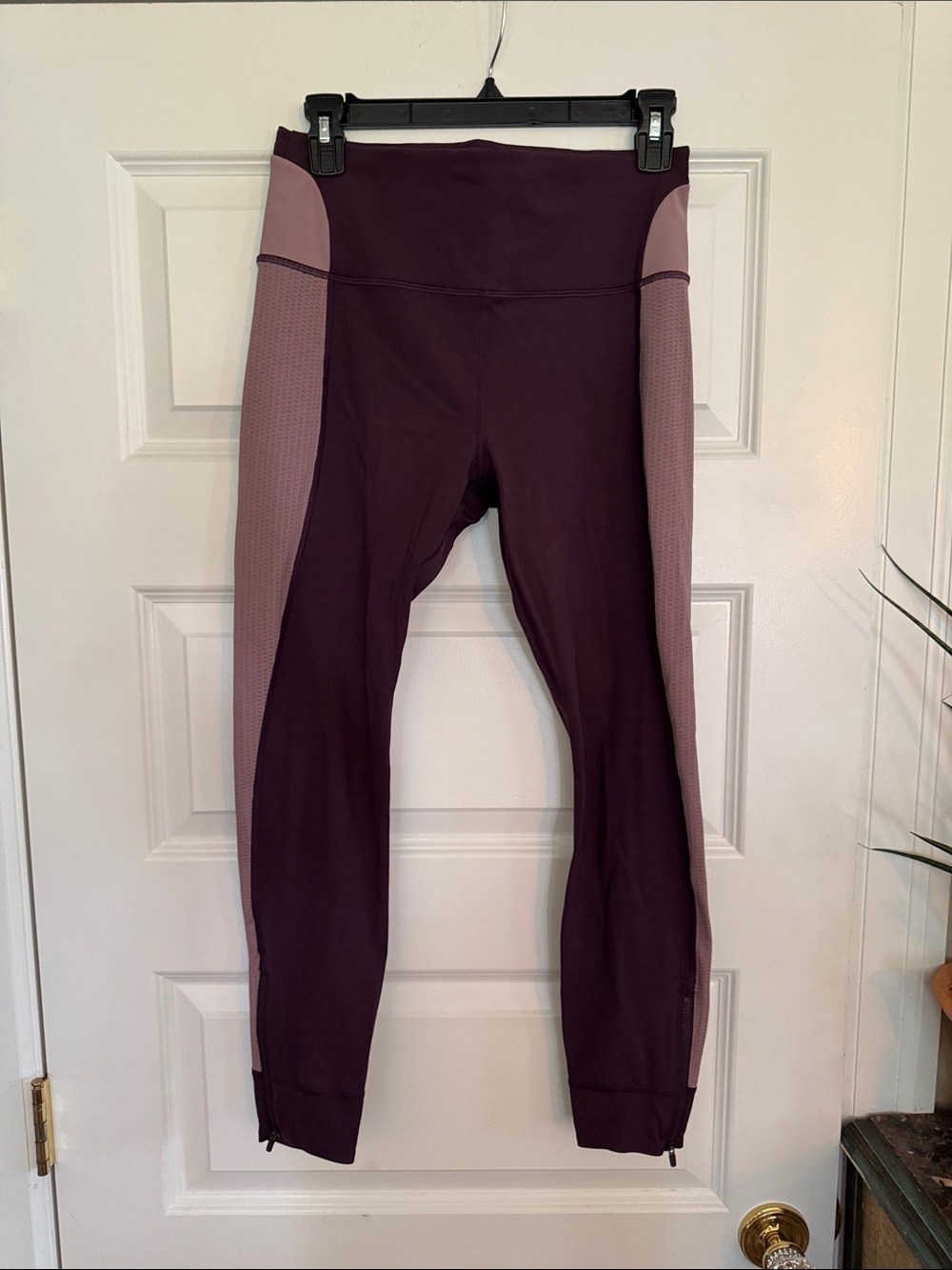 Athleta High-Waist Performance Leggings in Plum and Mauve